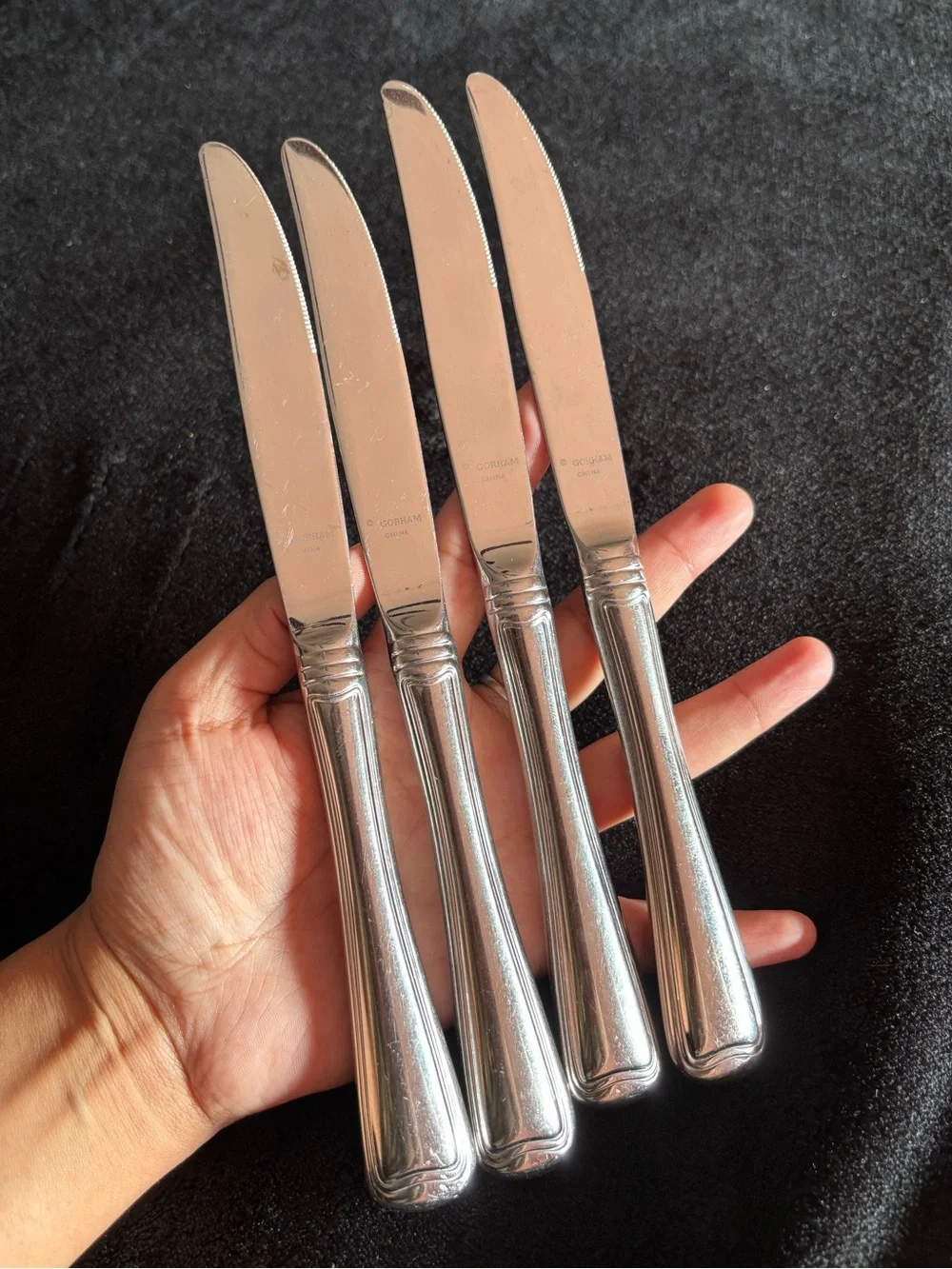 7 Piece Gorham MONET Dinner Knives Set Stainless Steel Glossy 9” Flatwear